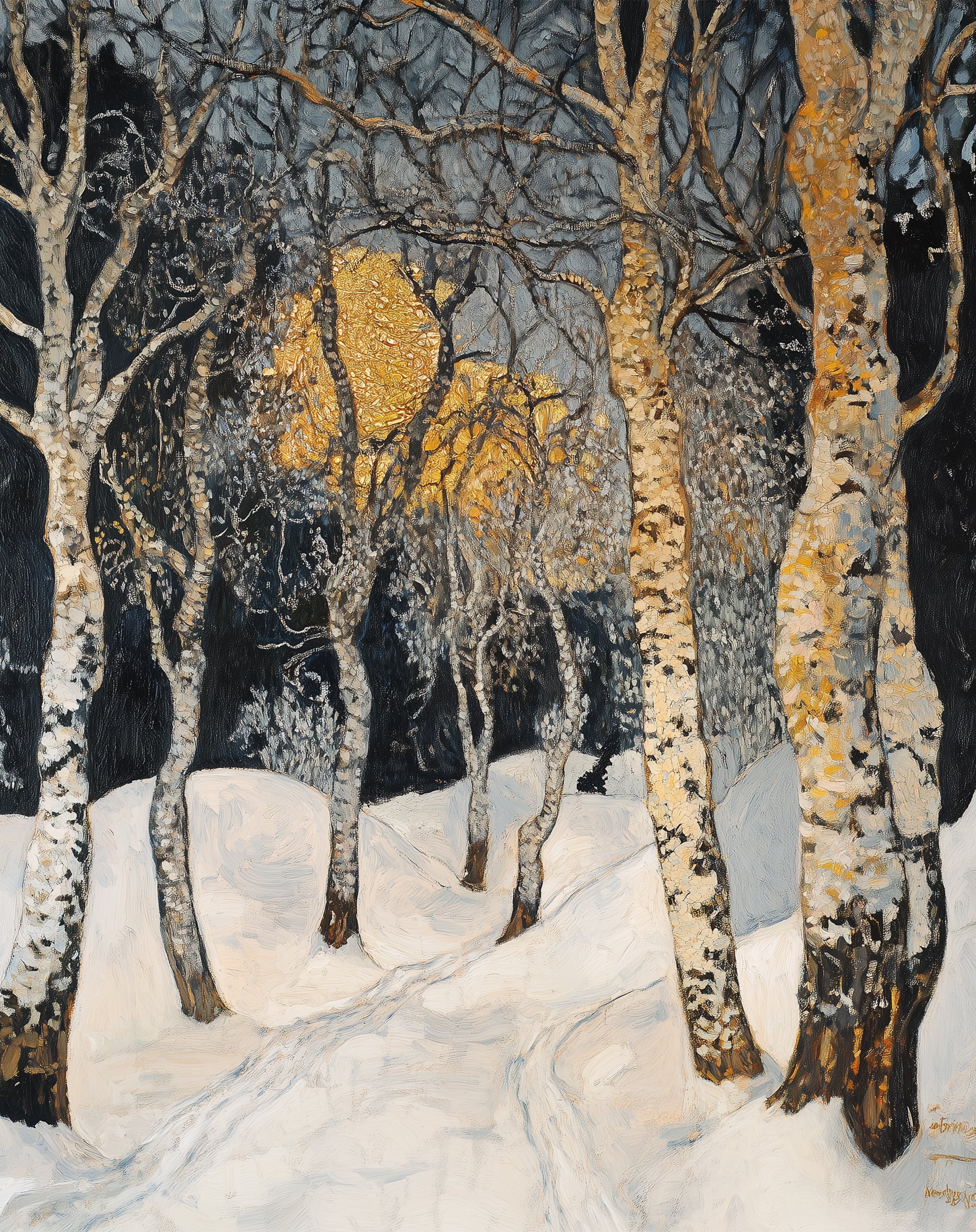 Hechizo de invierno, estilo Klimt