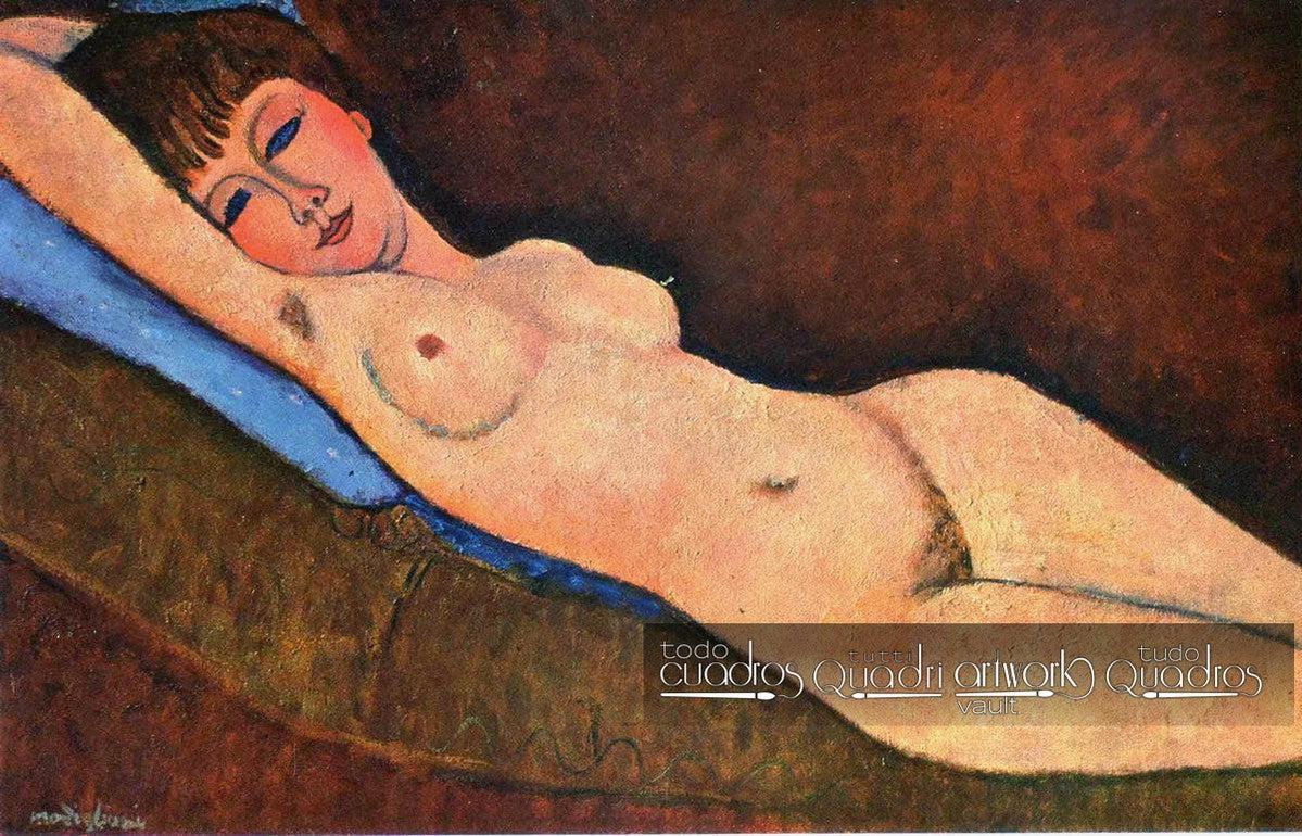 Desnudo recostado con cojín azul, Modigliani